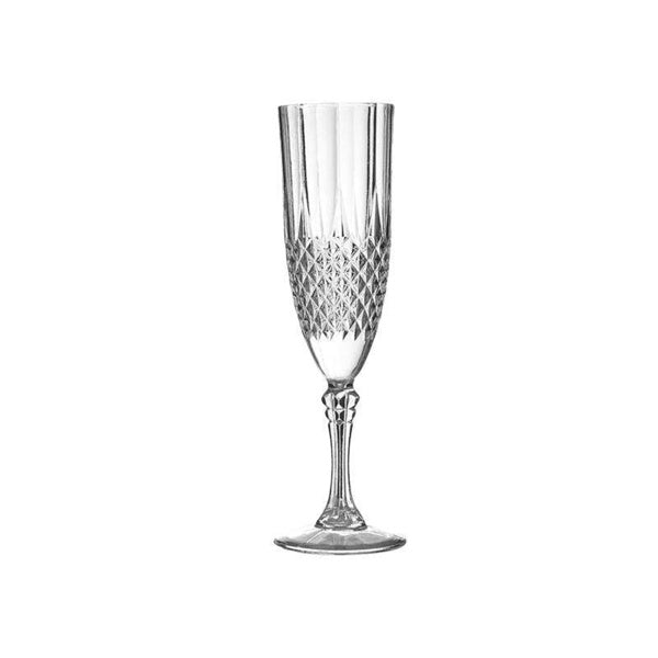 12-PACK OF Glass Flute 8 oz Plastic Crystal Cut