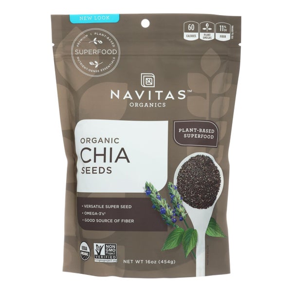 6-PACK OF Seed Chia Organic Navitas Organics Pwrsnack 16 oz
