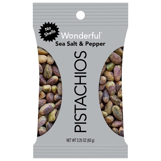 24-PACK OF No Shell Sea Salt & Pepper Case Wonderful Pistachio, 3 - 8 - 2.25 Oz
