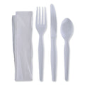 250-PACK OF Boardwalk 4-Piece Heavyweight Cutlery Set - Fork, Knife, Spoon, and Napkin - White (250 Sets per Carton)