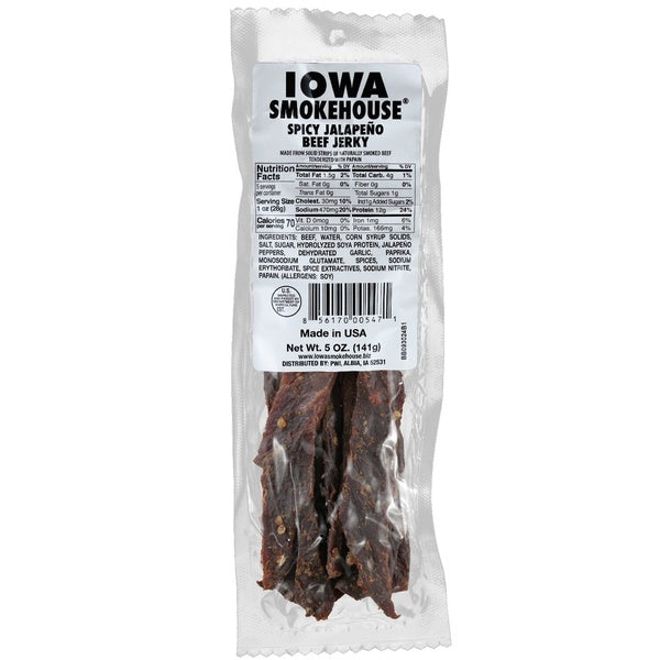 12-PACK OF Beef Jerky Spicy Jalapeño 5 oz, Iowa Smokehouse