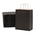 50-PACK OF Bag Paper 10x5x13 Inch 50 Count Black 120 GSM Medium Prime Line Packaging Kraft Paper Bags with Handles, Shopping Bags for Small Business, Restaurant, Retail, Delivery, in Bulk