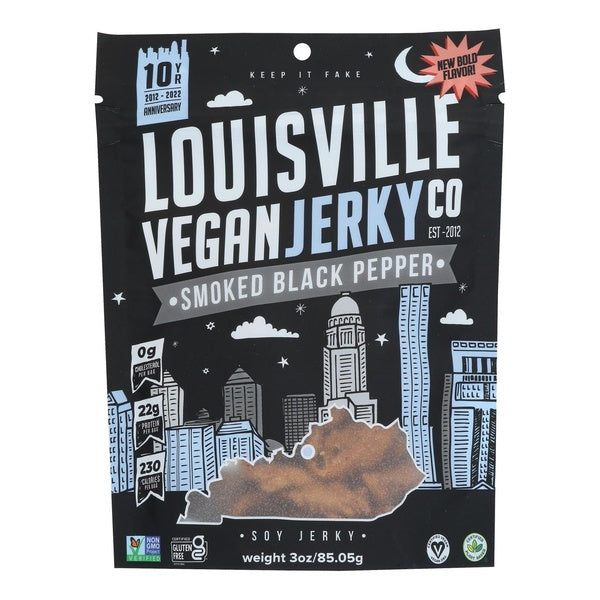 10-PACK OF Plantbased Jerky Black Pepper Vegan Louisville Vegan Jerky 3 oz