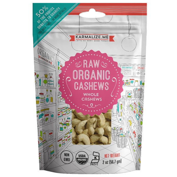 24-PACK OF Organic Cashews Raw, Karmalize