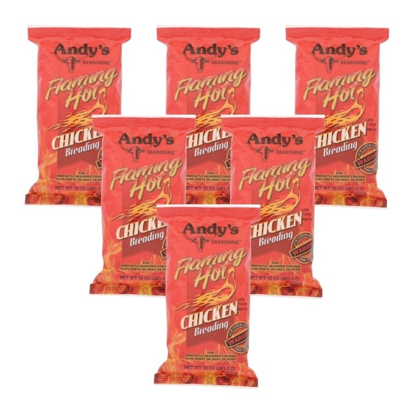 6-PACK OF Breading Chicken Flaming Hot Andy's Seasoning 10 oz