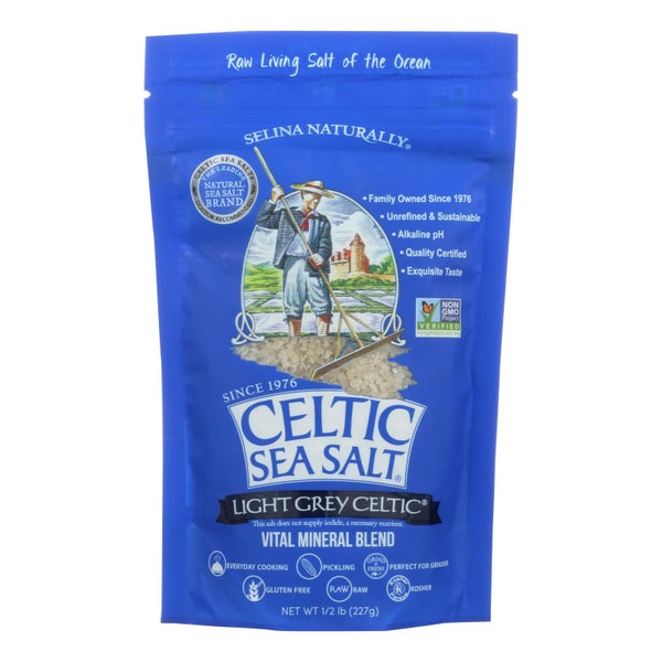 6-PACK OF Salt Kosher Light Grey Resealable Bag Celtic Sea Salt .5 lb