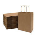 50-PACK OF Bag Paper 8x4x10 Inch 50 Count Brown 120 GSM Small Prime Line Packaging Kraft Paper Bags with Handles, Shopping Bags for Small Business, Restaurant, Retail, Delivery, in Bulk