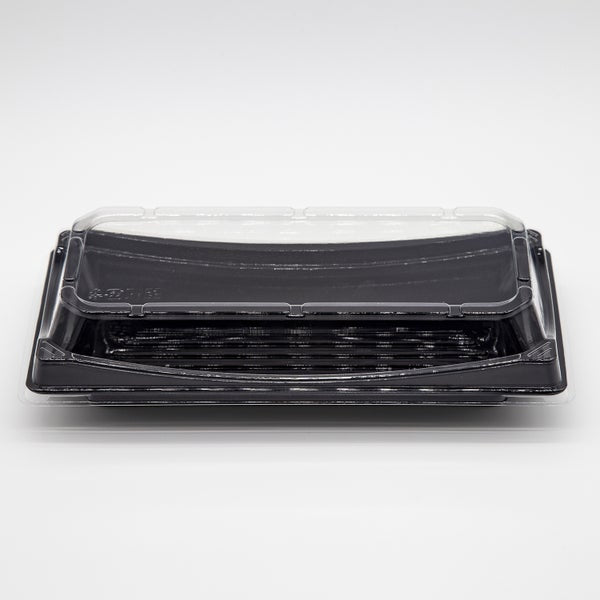 6-PACK OF Heavy Duty Container Disp 9.4*4.6*2 Black Sushi Tray w/Lid #30 300 sets