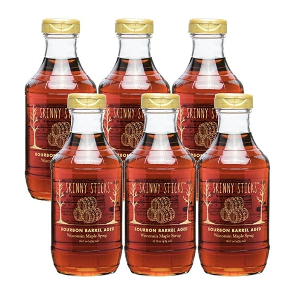 6-PACK OF Syrup Maple Bourbon Aged Skinny Stick 16 fz